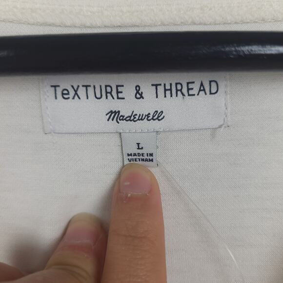 Madewell Texture & Thread Women's Crepe Wrap Crop Top Sz Large Long Sleeve Cream - Picture 9 of 14